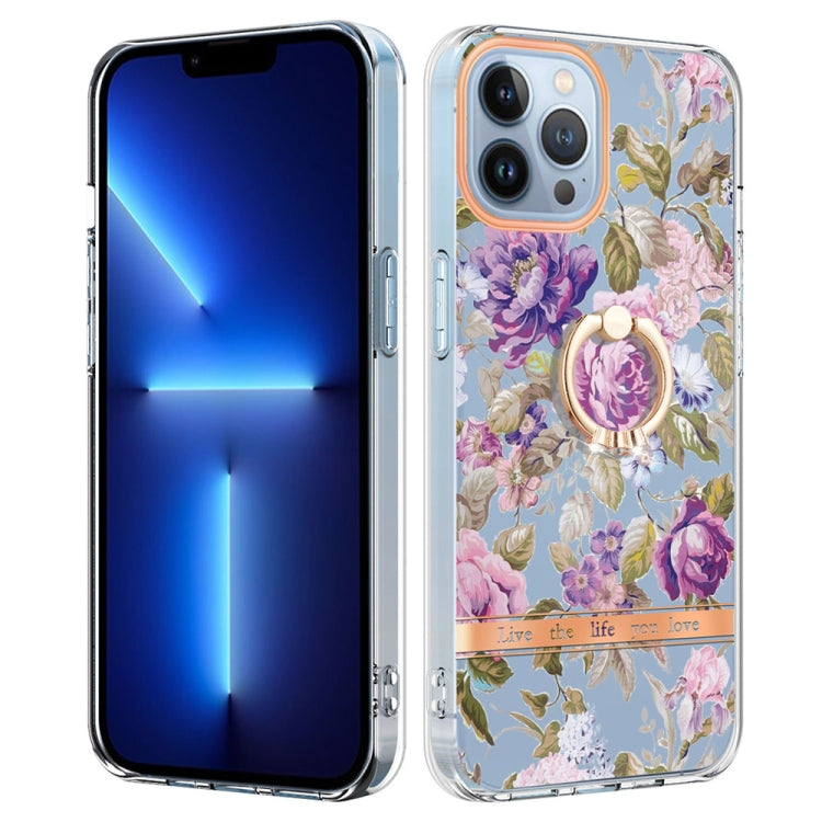 For iPhone 15 Pro Max Ring IMD Flowers TPU Phone Case