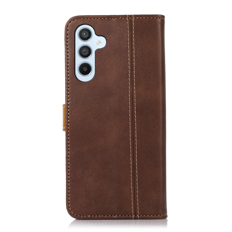 For Samsung Galaxy M34 5G Stitching Thread Calf Texture Leather Phone Case