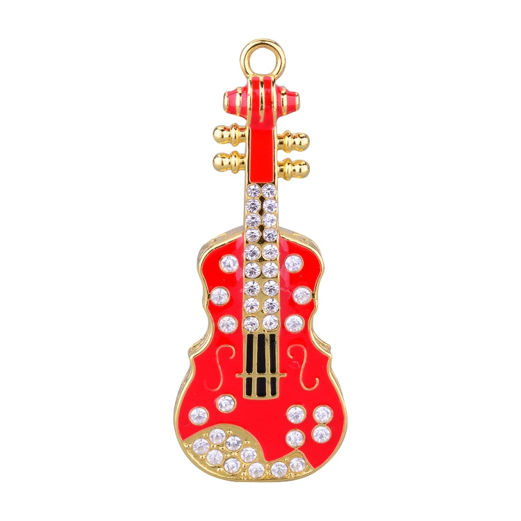 32GB Crystal Diamond Guitar Shape USB Flash Drive U Disk(Red)
