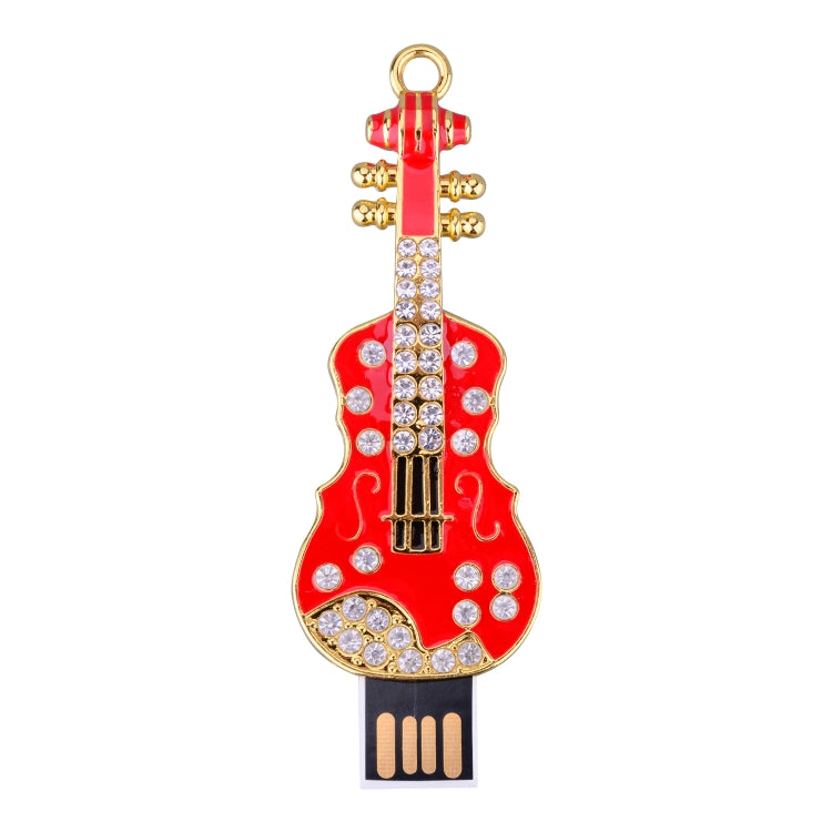 64GB Crystal Diamond Guitar Shape USB Flash Drive U Disk(Red)