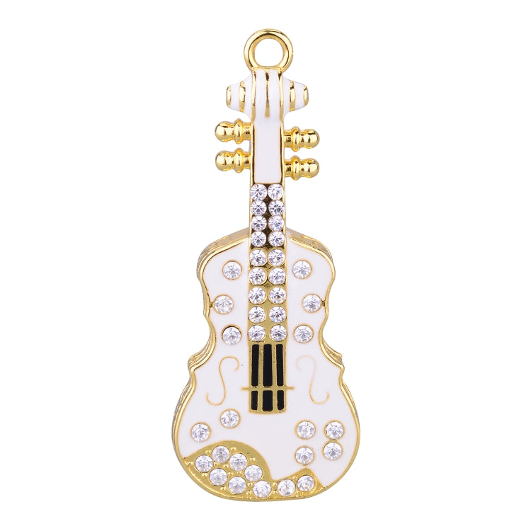 128GB Crystal Diamond Guitar Shape USB Flash Drive U Disk(White)