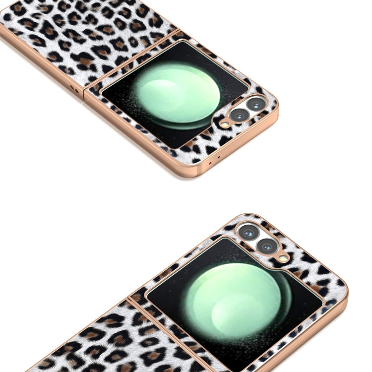 For Samsung Galaxy Z Flip6 / Flip7 FE Nano Plating Leopard Print Phone Case