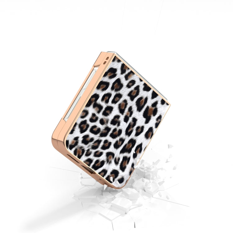 For Samsung Galaxy Z Flip6 / Flip7 FE Nano Plating Leopard Print Phone Case