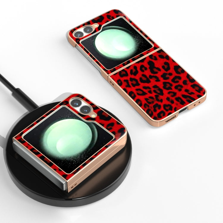 For Samsung Galaxy Z Flip6 / Flip7 FE Nano Plating Leopard Print Phone Case