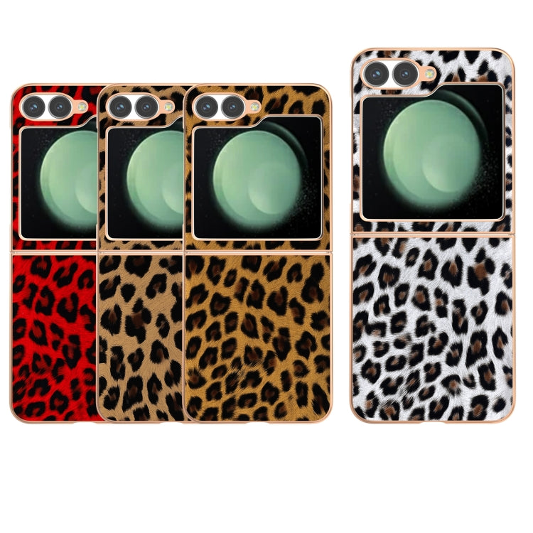 For Samsung Galaxy Z Flip6 / Flip7 FE Nano Plating Leopard Print Phone Case