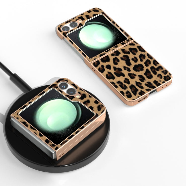 For Samsung Galaxy Z Flip6 / Flip7 FE Nano Plating Leopard Print Phone Case