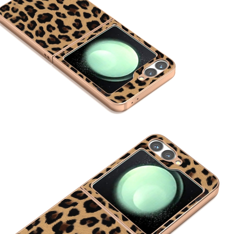 For Samsung Galaxy Z Flip6 / Flip7 FE Nano Plating Leopard Print Phone Case