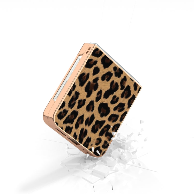 For Samsung Galaxy Z Flip6 / Flip7 FE Nano Plating Leopard Print Phone Case