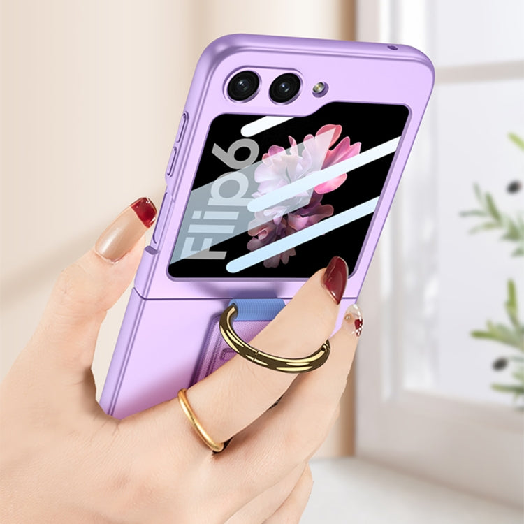For Samsung Galaxy Z Flip6 GKK Integrated Ultrathin Shockproof Phone Case with Ring Wrist Strap