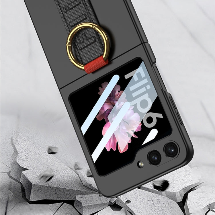 For Samsung Galaxy Z Flip6 GKK Integrated Ultrathin Shockproof Phone Case with Ring Wrist Strap
