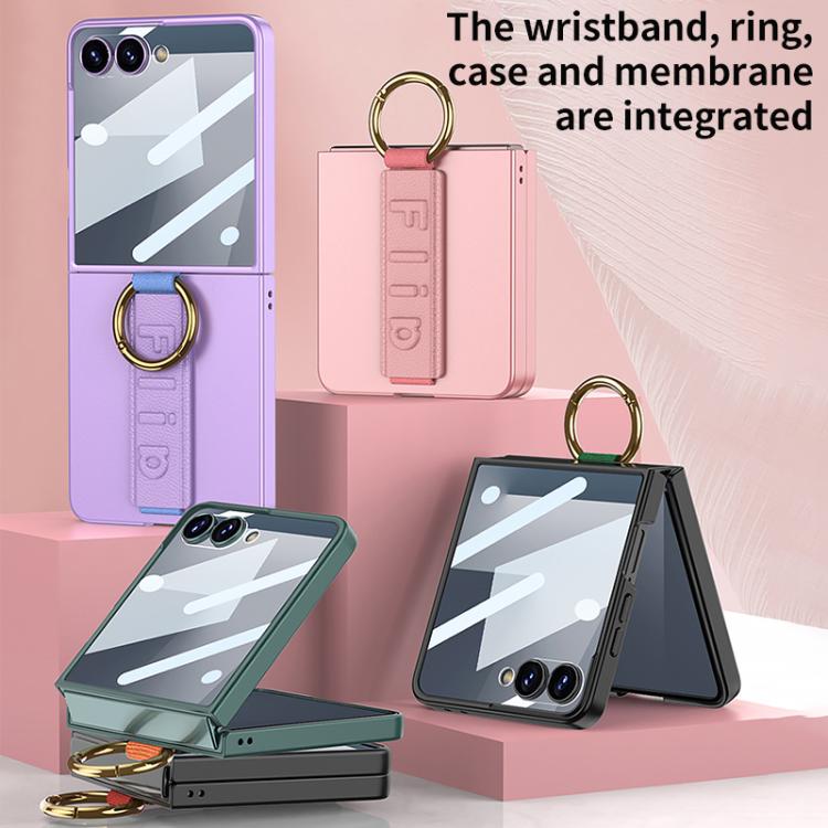 For Samsung Galaxy Z Flip7 5G GKK Integrated Ultrathin Shockproof Phone Case with Ring Wrist Strap