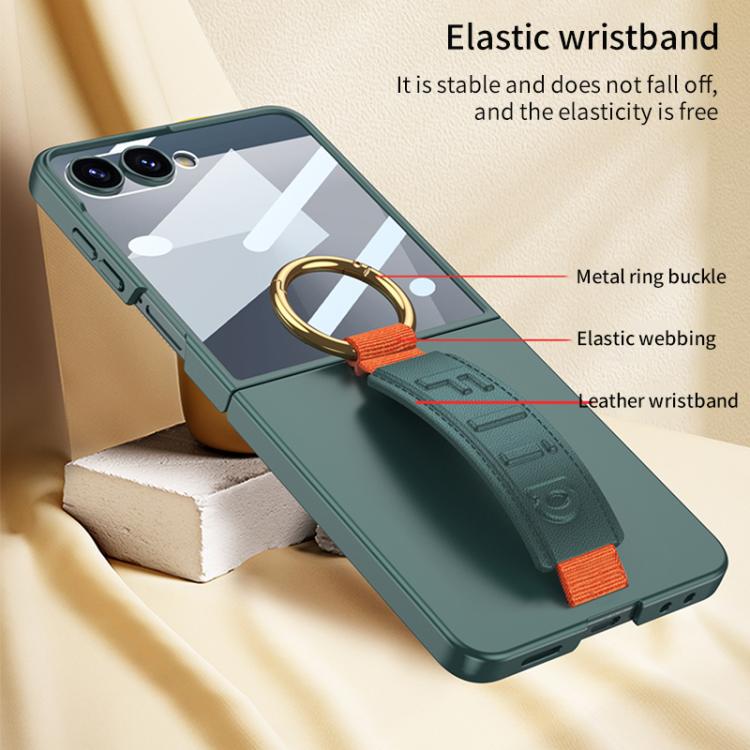 For Samsung Galaxy Z Flip7 5G GKK Integrated Ultrathin Shockproof Phone Case with Ring Wrist Strap