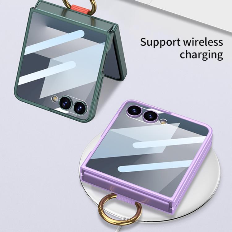 For Samsung Galaxy Z Flip7 5G GKK Integrated Ultrathin Shockproof Phone Case with Ring Wrist Strap
