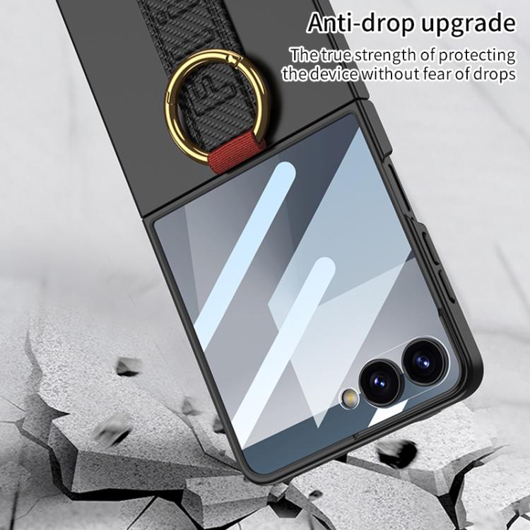 For Samsung Galaxy Z Flip7 5G GKK Integrated Ultrathin Shockproof Phone Case with Ring Wrist Strap