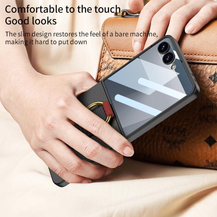 For Samsung Galaxy Z Flip7 5G GKK Integrated Ultrathin Shockproof Phone Case with Ring Wrist Strap