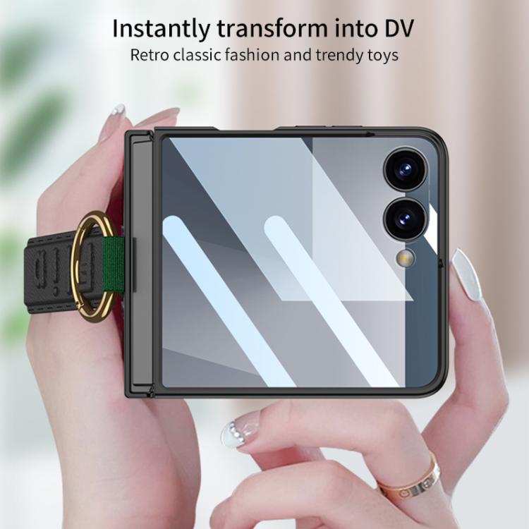 For Samsung Galaxy Z Flip7 5G GKK Integrated Ultrathin Shockproof Phone Case with Ring Wrist Strap