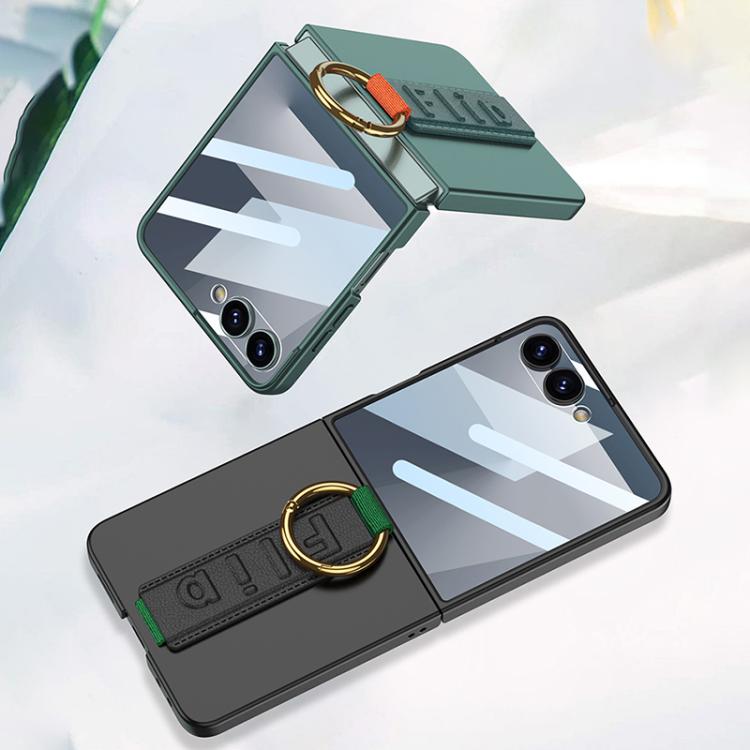 For Samsung Galaxy Z Flip7 5G GKK Integrated Ultrathin Shockproof Phone Case with Ring Wrist Strap
