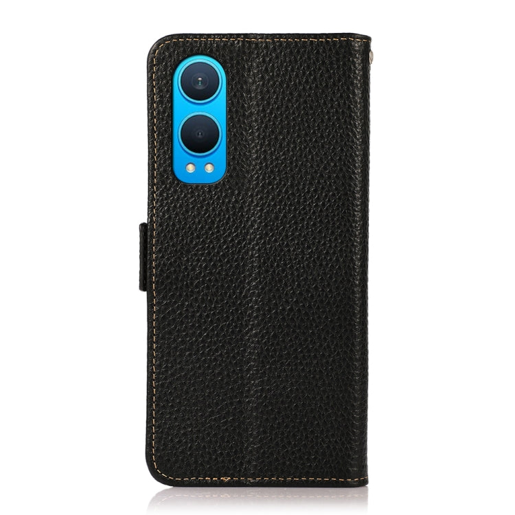 For OnePlus CE4 Lite KHAZNEH Side-Magnetic Litchi Genuine Leather RFID Phone Case