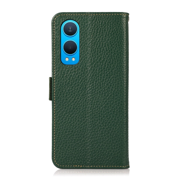 For OnePlus CE4 Lite KHAZNEH Side-Magnetic Litchi Genuine Leather RFID Phone Case