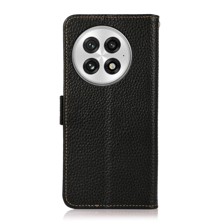 For OnePlus 13 KHAZNEH Side-Magnetic Litchi Genuine Leather RFID Phone Case