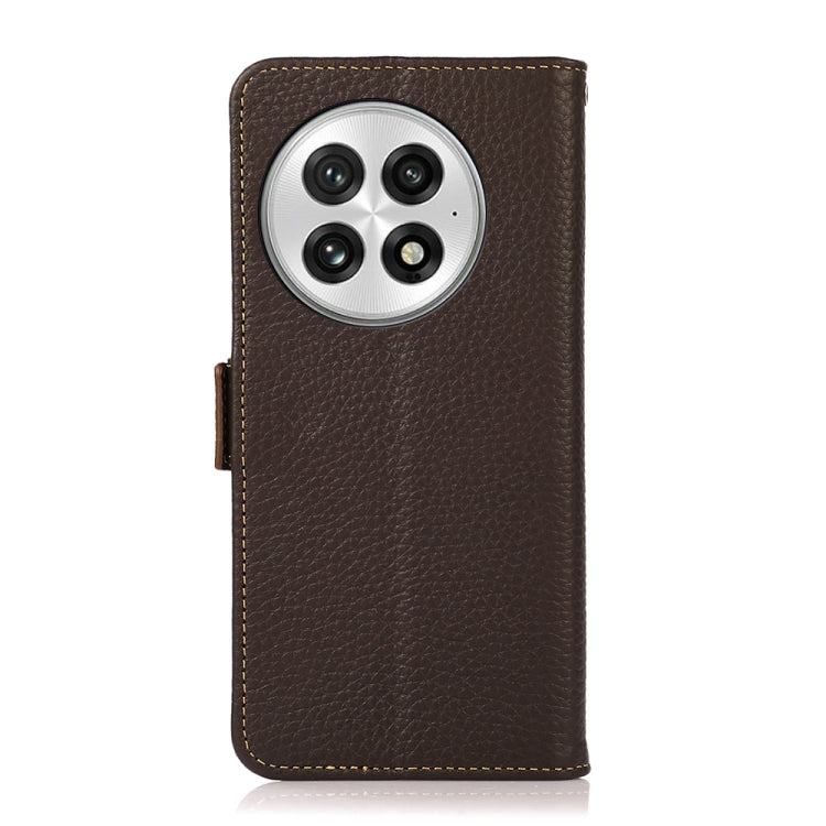 For OnePlus 13 KHAZNEH Side-Magnetic Litchi Genuine Leather RFID Phone Case
