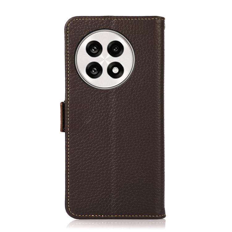 For OnePlus Ace 5 Pro / Ace 5 / 13R KHAZNEH Side-Magnetic Litchi Genuine Leather RFID Phone Case