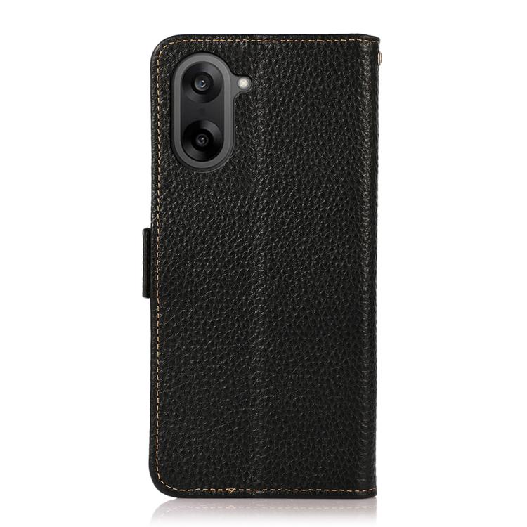 For OnePlus Nord CE5 / Ace 5 Racing KHAZNEH Side-Magnetic Litchi Genuine Leather RFID Phone Case