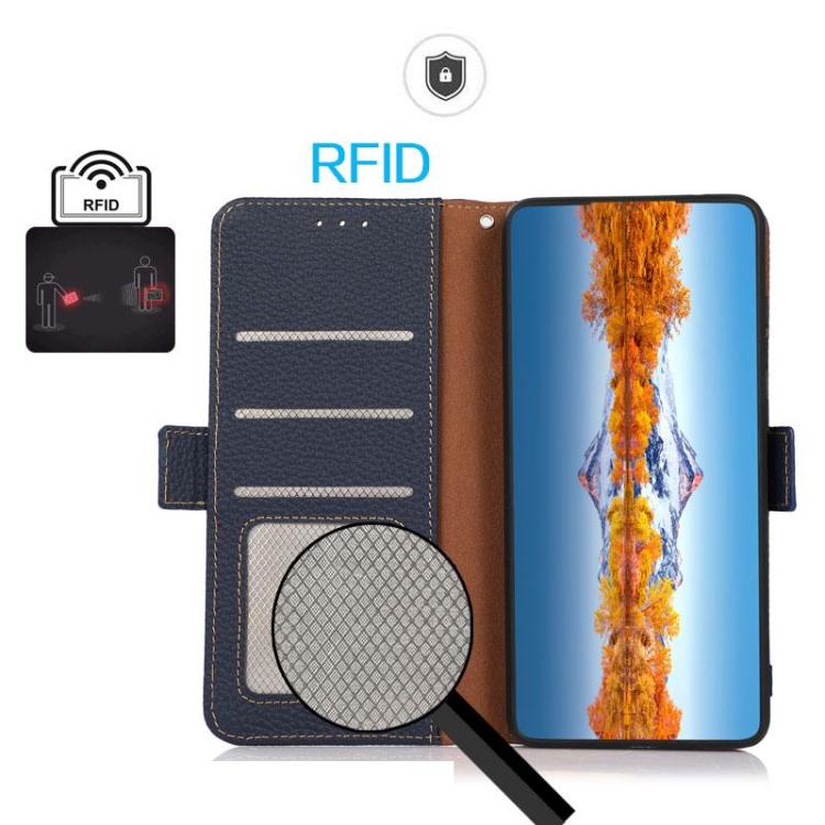 For OnePlus Nord CE5 / Ace 5 Racing KHAZNEH Side-Magnetic Litchi Genuine Leather RFID Phone Case