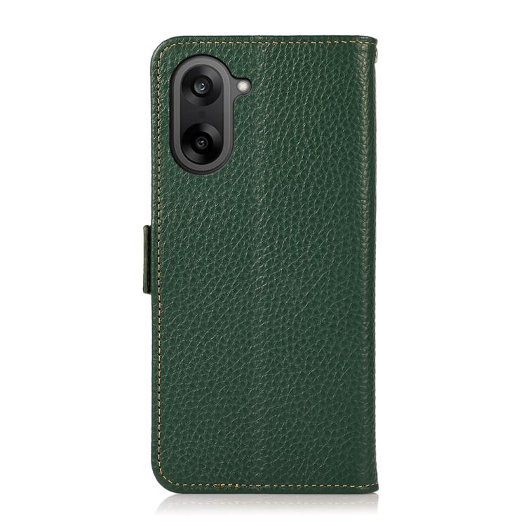 For OnePlus Nord CE5 / Ace 5 Racing KHAZNEH Side-Magnetic Litchi Genuine Leather RFID Phone Case