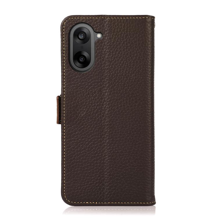 For OnePlus Nord CE5 / Ace 5 Racing KHAZNEH Side-Magnetic Litchi Genuine Leather RFID Phone Case