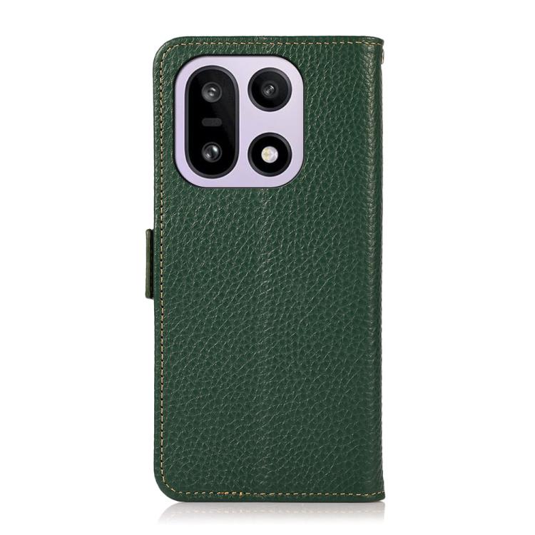 For OnePlus 15 KHAZNEH Side-Magnetic Litchi Genuine Leather RFID Phone Case