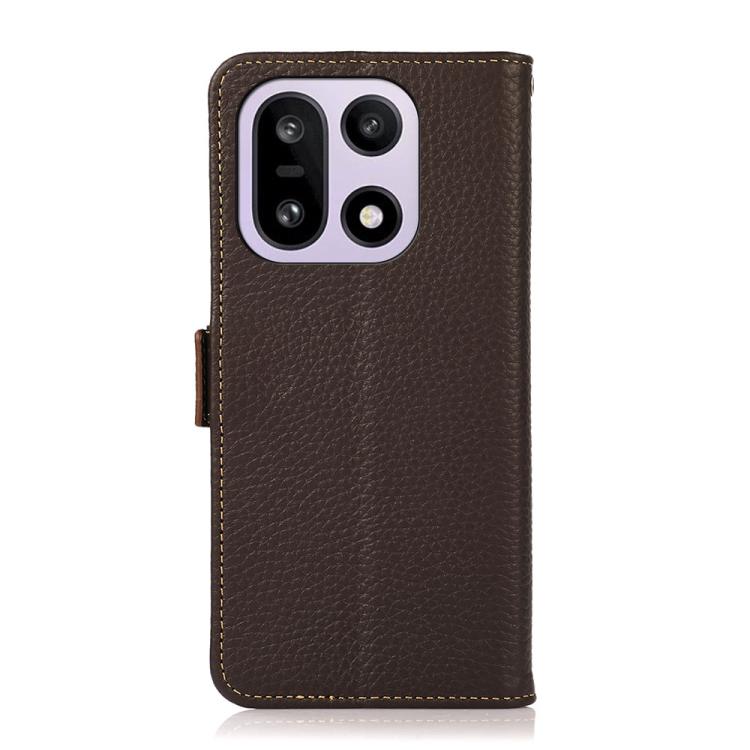 For OnePlus 15 KHAZNEH Side-Magnetic Litchi Genuine Leather RFID Phone Case