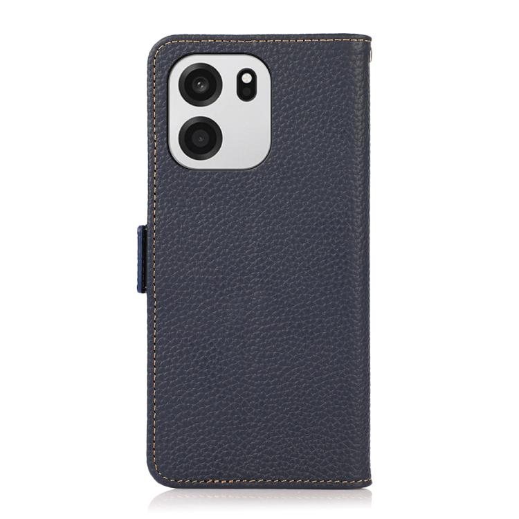 For OnePlus Turbo 6 / 6V KHAZNEH Side-Magnetic Litchi Genuine Leather RFID Phone Case