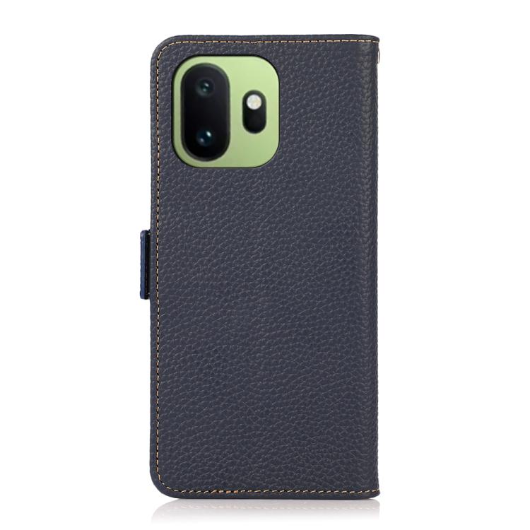 For OnePlus 15T KHAZNEH Side-Magnetic Litchi Genuine Leather RFID Phone Case