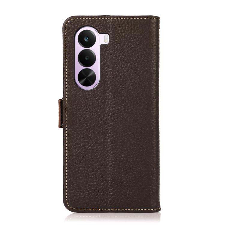 For OnePlus Nord CE6 Lite 5G Global KHAZNEH Side-Magnetic Litchi Genuine Leather RFID Phone Case