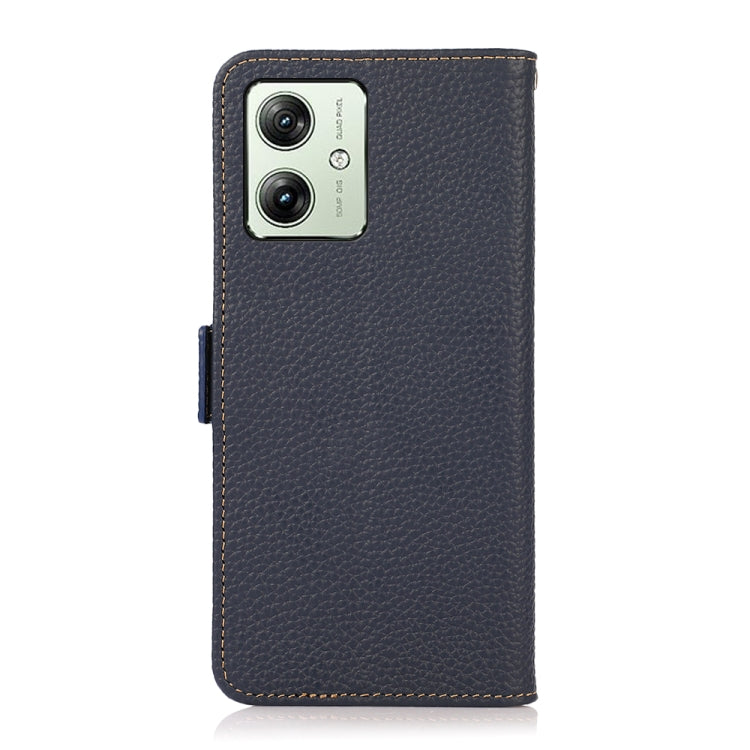 For Motorola Moto G64 5G KHAZNEH Side-Magnetic Litchi Genuine Leather RFID Phone Case