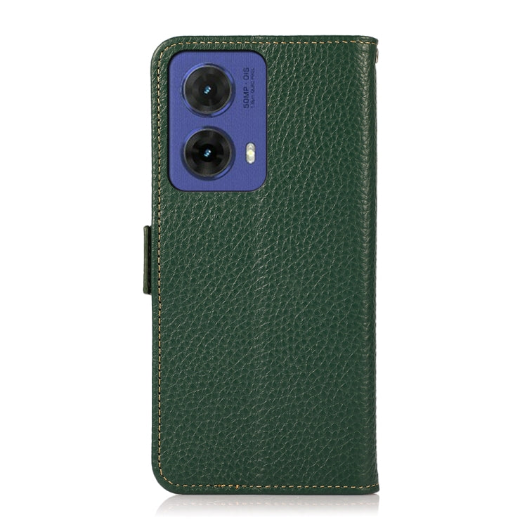 For Motorola Moto G85 KHAZNEH Side-Magnetic Litchi Genuine Leather RFID Phone Case