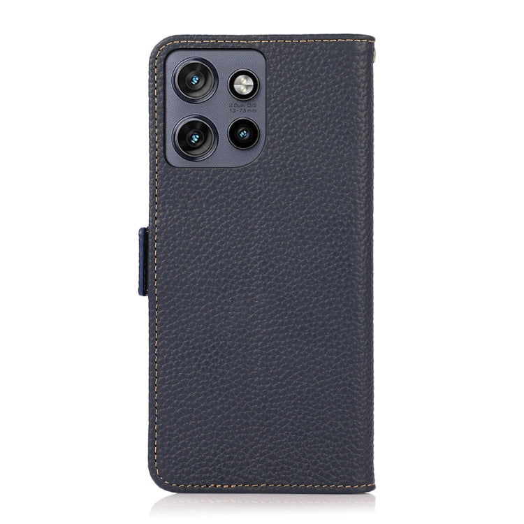 For Motorola Edge 50 5G KHAZNEH Side-Magnetic Litchi Genuine Leather RFID Phone Case