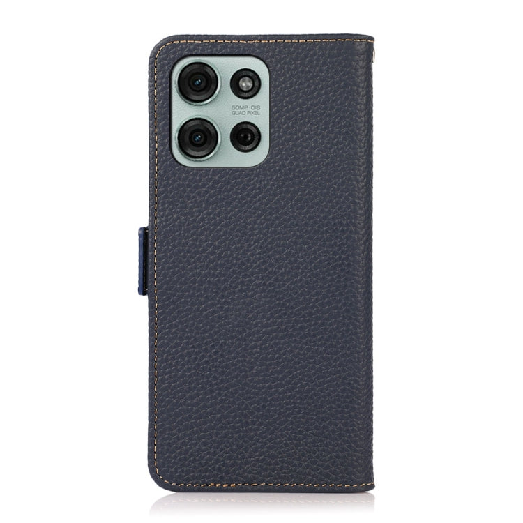 For Motorola Moto G75 5G KHAZNEH Side-Magnetic Litchi Genuine Leather RFID Phone Case