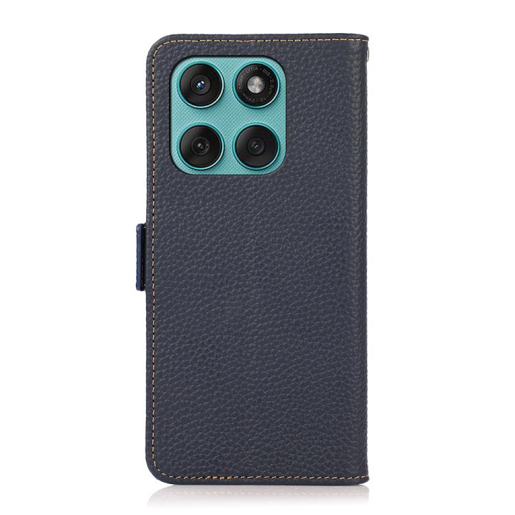 For Motorola Edge 60 Fusion KHAZNEH Side-Magnetic Litchi Genuine Leather RFID Phone Case
