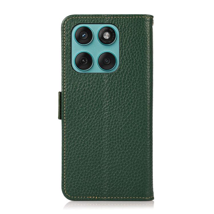 For Motorola Edge 60 Fusion KHAZNEH Side-Magnetic Litchi Genuine Leather RFID Phone Case