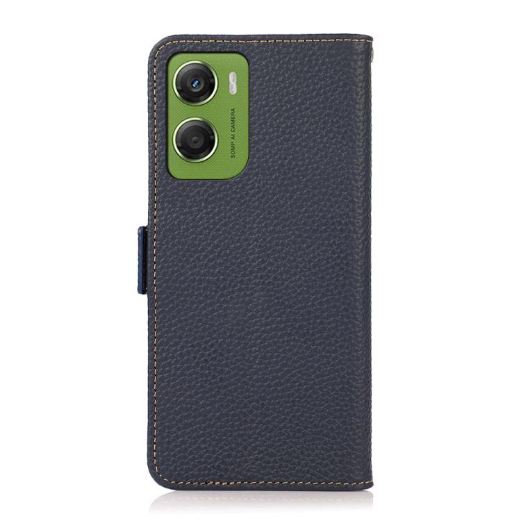 For Motorola Moto G06 4G KHAZNEH Side-Magnetic Litchi Genuine Leather RFID Phone Case