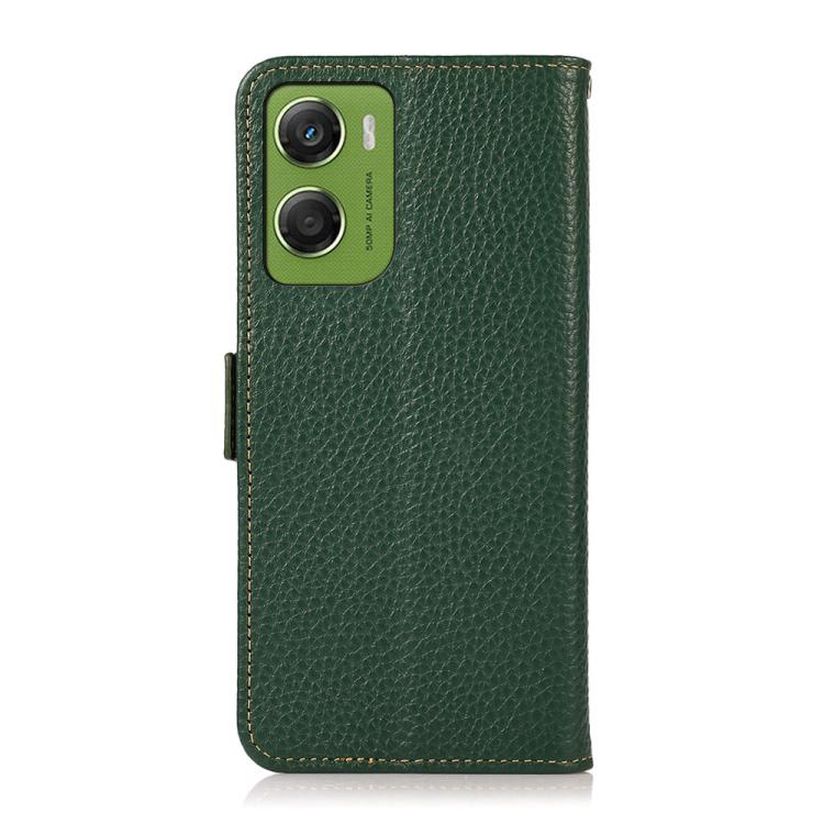 For Motorola Moto G06 4G KHAZNEH Side-Magnetic Litchi Genuine Leather RFID Phone Case