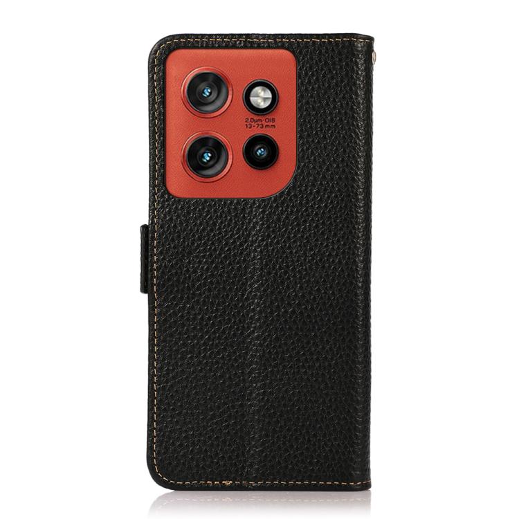 For Motorola Edge 60 Neo 5G KHAZNEH Side-Magnetic Litchi Genuine Leather RFID Phone Case