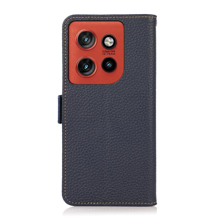 For Motorola Edge 60 Neo 5G KHAZNEH Side-Magnetic Litchi Genuine Leather RFID Phone Case