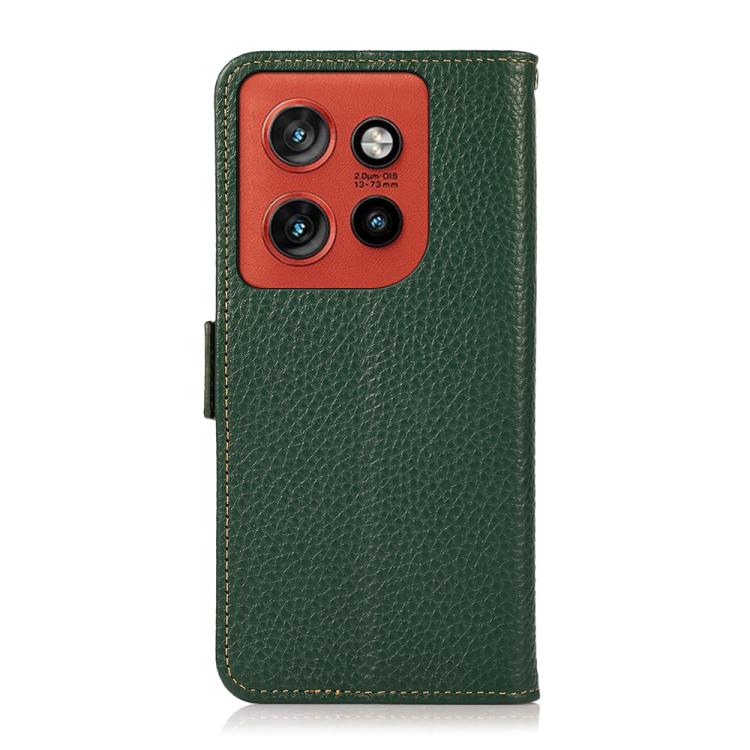 For Motorola Edge 60 Neo 5G KHAZNEH Side-Magnetic Litchi Genuine Leather RFID Phone Case