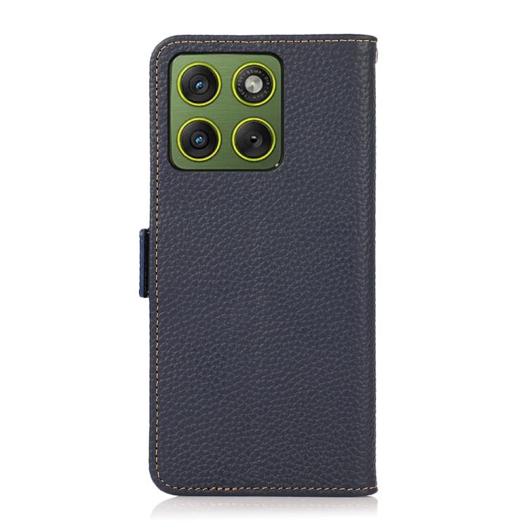 For Motorola Edge 70 5G KHAZNEH Side-Magnetic Litchi Genuine Leather RFID Phone Case