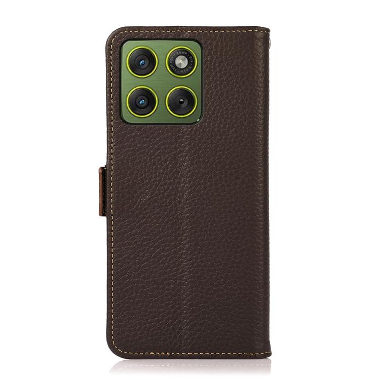For Motorola Edge 70 5G KHAZNEH Side-Magnetic Litchi Genuine Leather RFID Phone Case