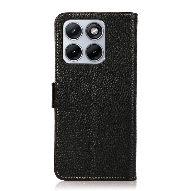 For Motorola Edge 70 Fusion 5G KHAZNEH Side-Magnetic Litchi Genuine Leather RFID Phone Case