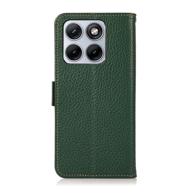 For Motorola Edge 70 Fusion 5G KHAZNEH Side-Magnetic Litchi Genuine Leather RFID Phone Case